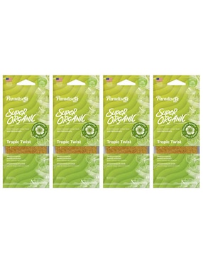 Set Aromatizante Paradise Air Para Auto Super Organic Eliminador De Olores De Aroma Tropical