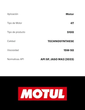 Aceite sintético Motul para moto 15W-50 2 L
