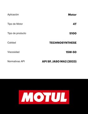 Aceite sintético Motul para moto 15W-50 4 L