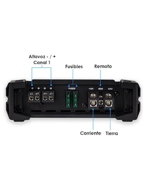 Amplificador para automovil steelpro nano-2000 de 9.6 v