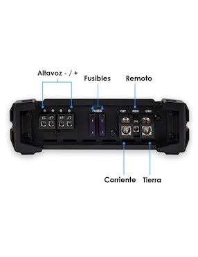Amplificador para automovil steelpro nano 2500 de 9.6 v