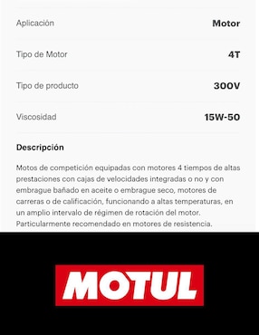Aceite Motul para moto 15W-50 1 L