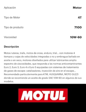 Aceite Motul para moto 10W-60 1 L