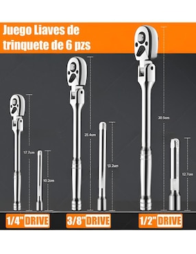 Matraca de 90 dientes Xtellar cuadro 3/8, 1/4 y 1/2 pulgada