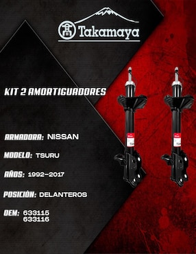 Amortiguador de suspensión delantera exterior Takamaya Nissan Tsuru 1992 al 2017 2 piezas