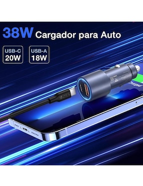 Cargador auto Xtellar de 35 w usb + usb tipo C xtllar7957