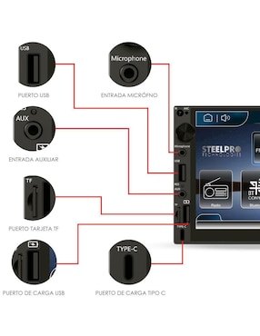 Autoestéreo doble din Subwoofer Steelpro XZR-PRO 7851