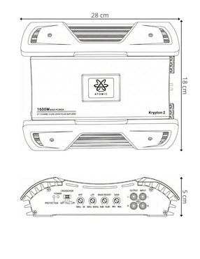 Amplificador para auto Atomic Audio KRYPTON 2 de 8 v