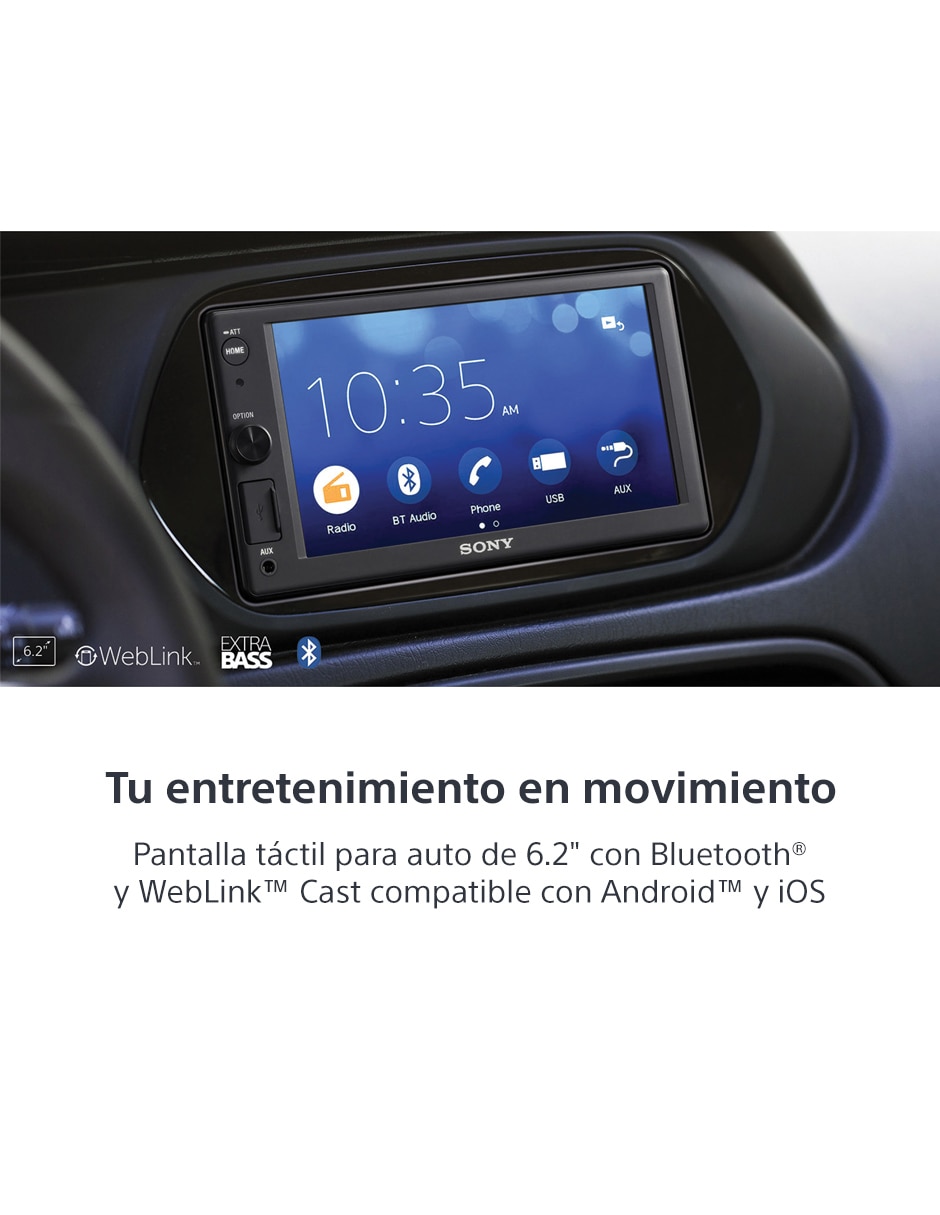 SONY XAV-AX1000 Autoestéreo SONY Pantalla 6.2 1 DIN, Bluetooth Apple  CarPlay/Android Auto