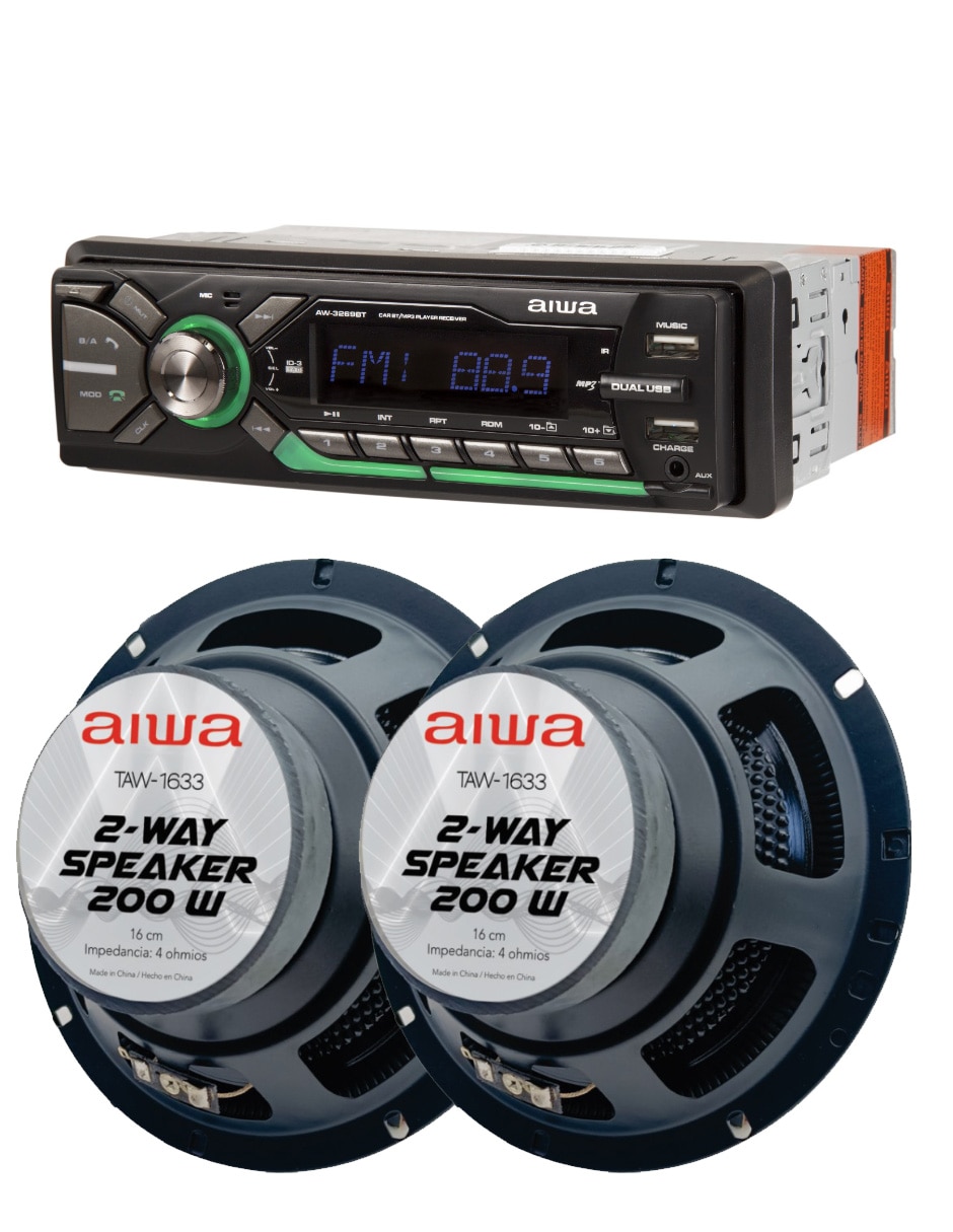 Kit de autoestéreo con subwoofer aw3269bt/taw1633 2