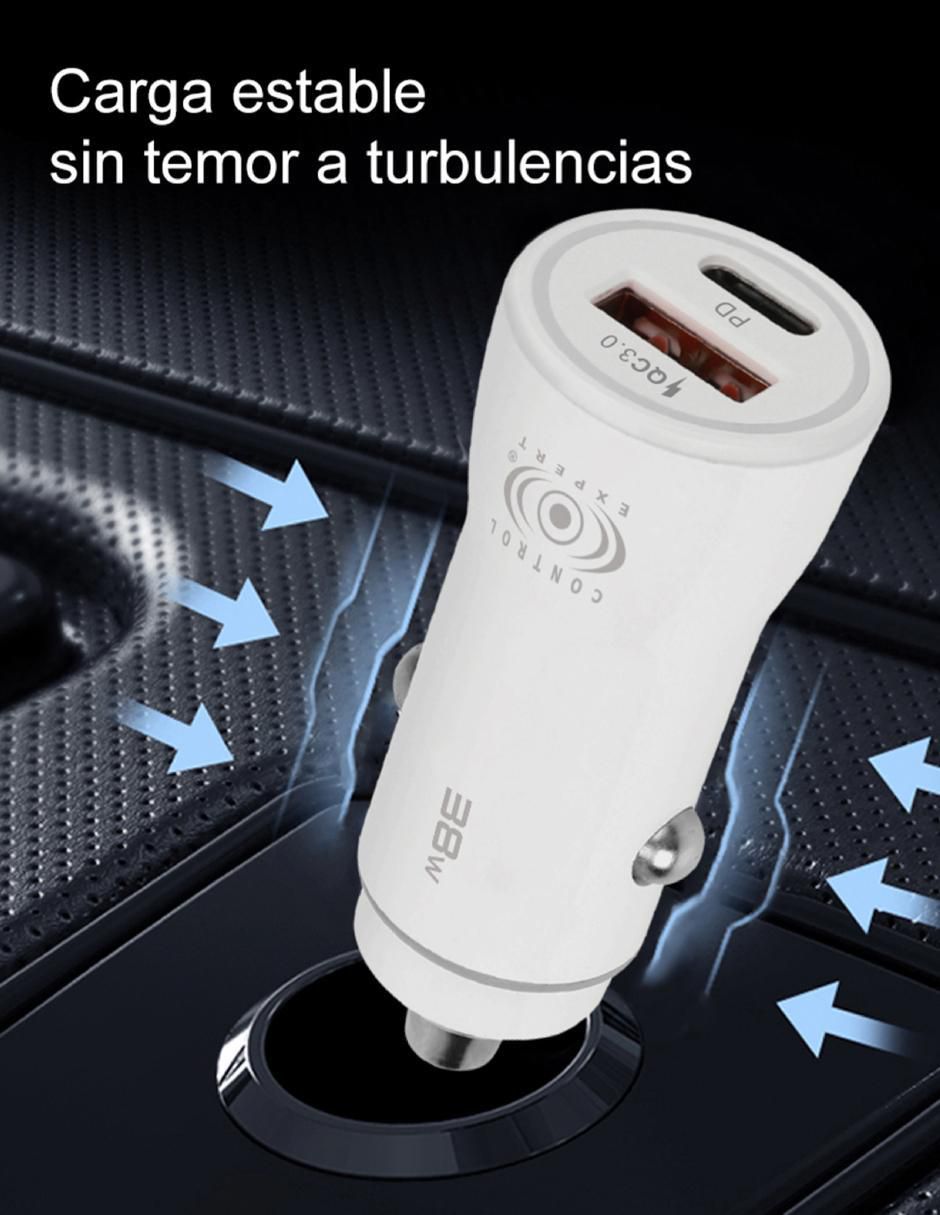 Cargador auto USB tipo A + USB tipo C Cargador auto USB tipo A + USB tipo C