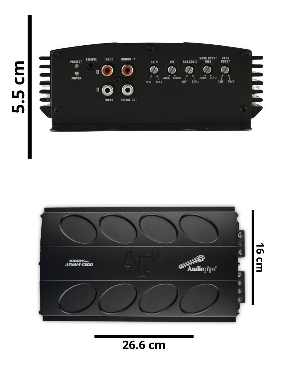 APMN1300 Audiopipe Mini 1 Channel Amp Audiopipe APMN-1300 1000W Monoblock Mini Amplifier Class D Car