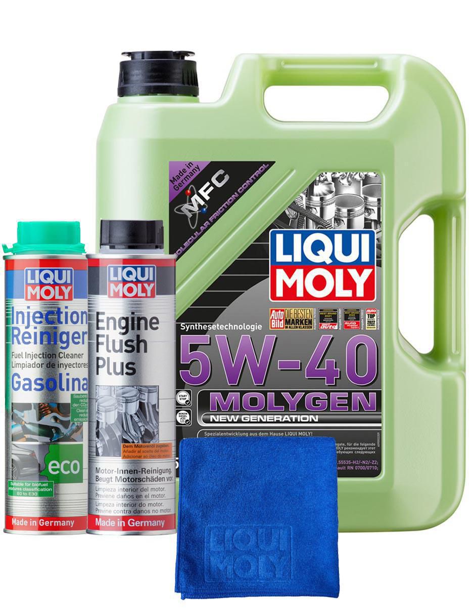 Aceite sintético para automóvil 5W-40 5 L de aceite, lavador interno de motor, limpiador de inyectores, 300 ml Aceite sintético para automóvil 5W-40 5 L de aceite, lavador interno de motor, limpiador de inyectores, 300 ml