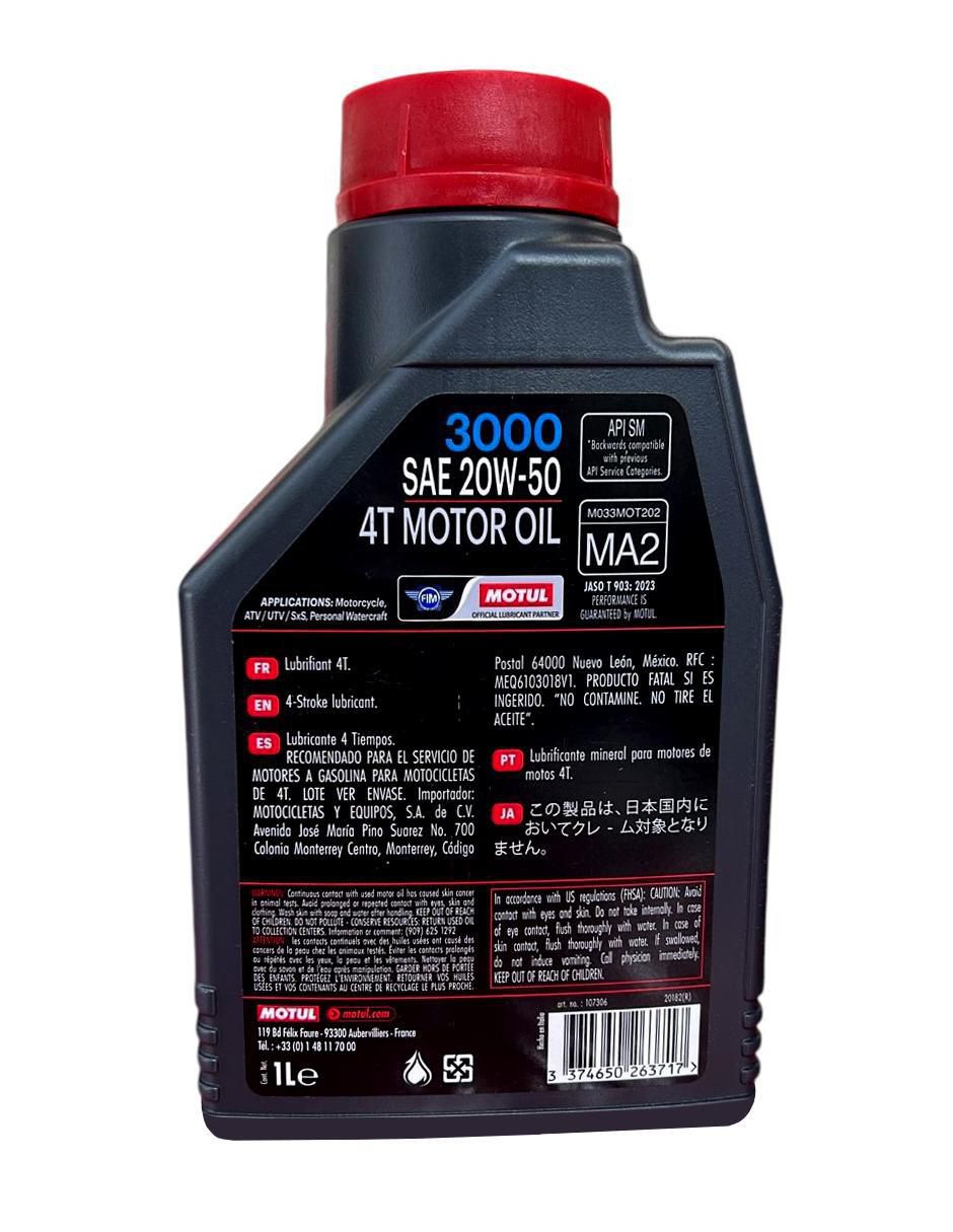 Aceite mineral para moto 20W-50 2 L 4
