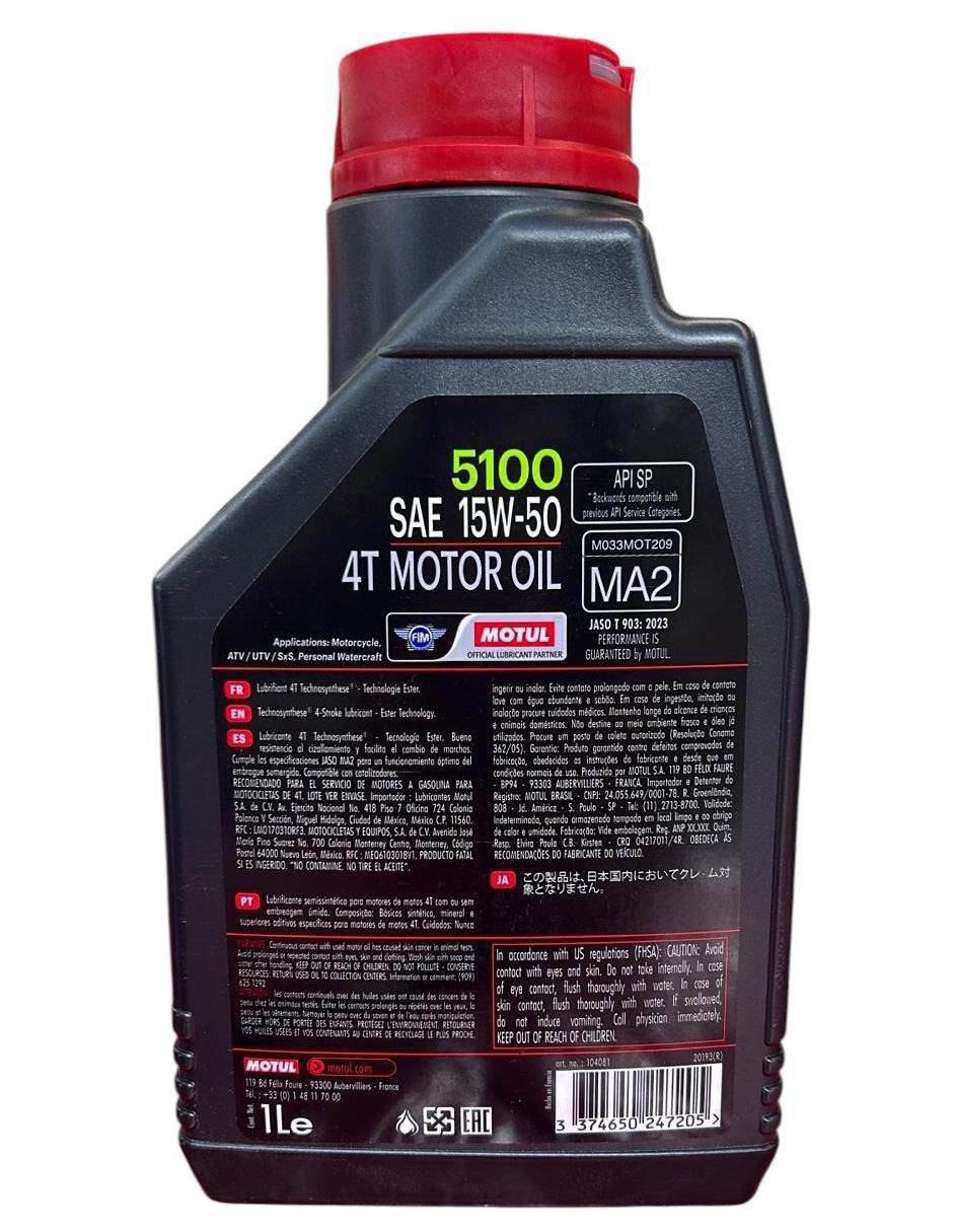 Aceite sintético para moto 15W-50 2 L 5