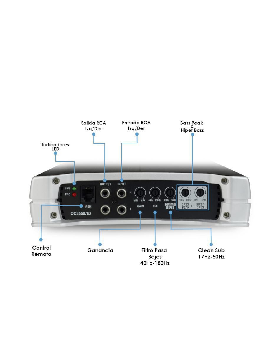 Amplificador para automovil oc-3550.1d de 9 v 3