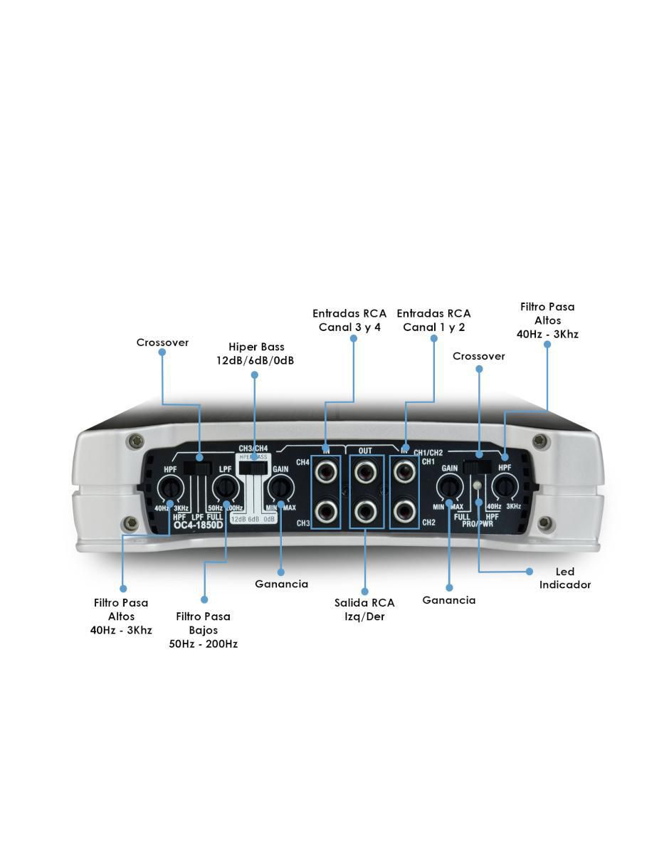 Amplificador para automovil oc4-1850d de 9 v 3