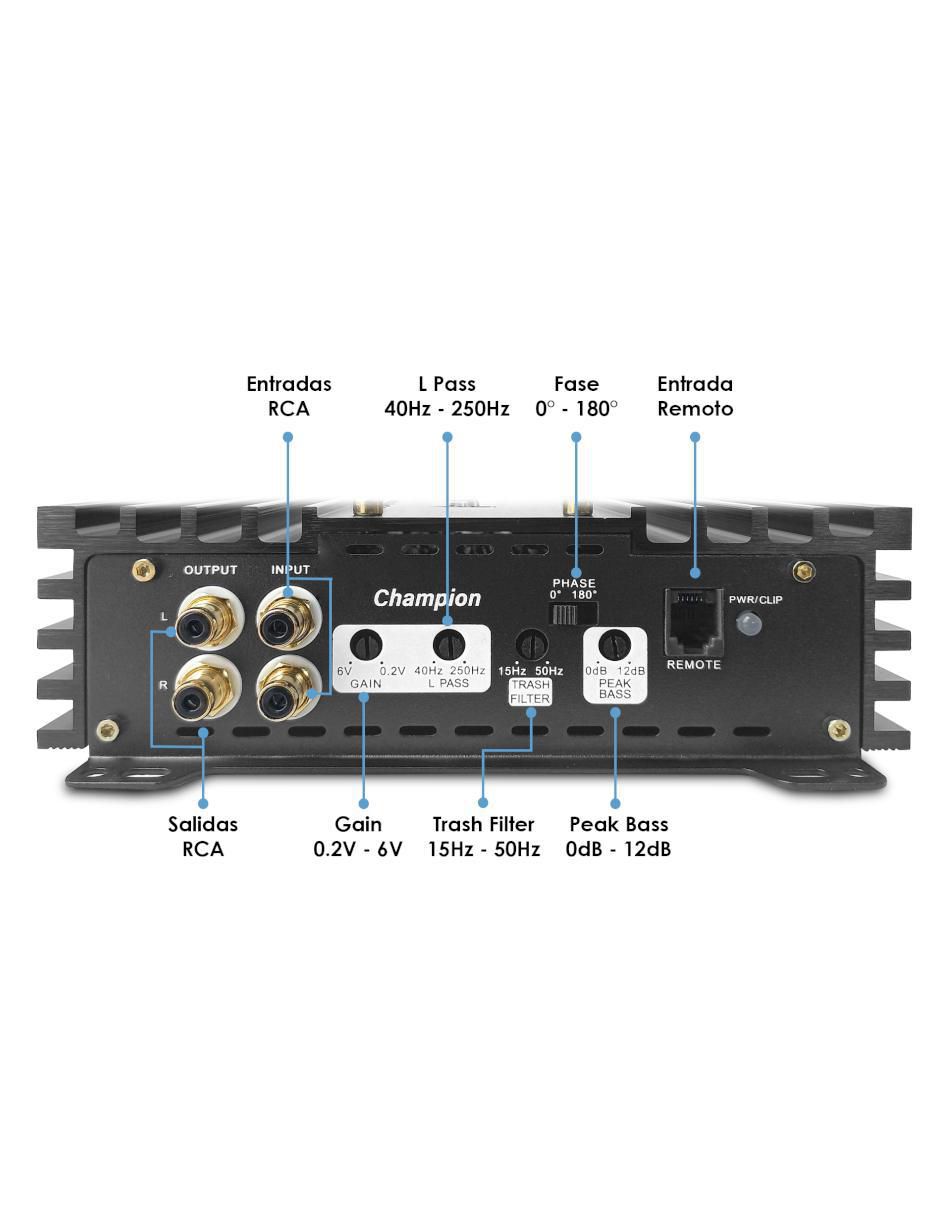 Amplificador para auto Vander Graff Champion de 10-16 V 2