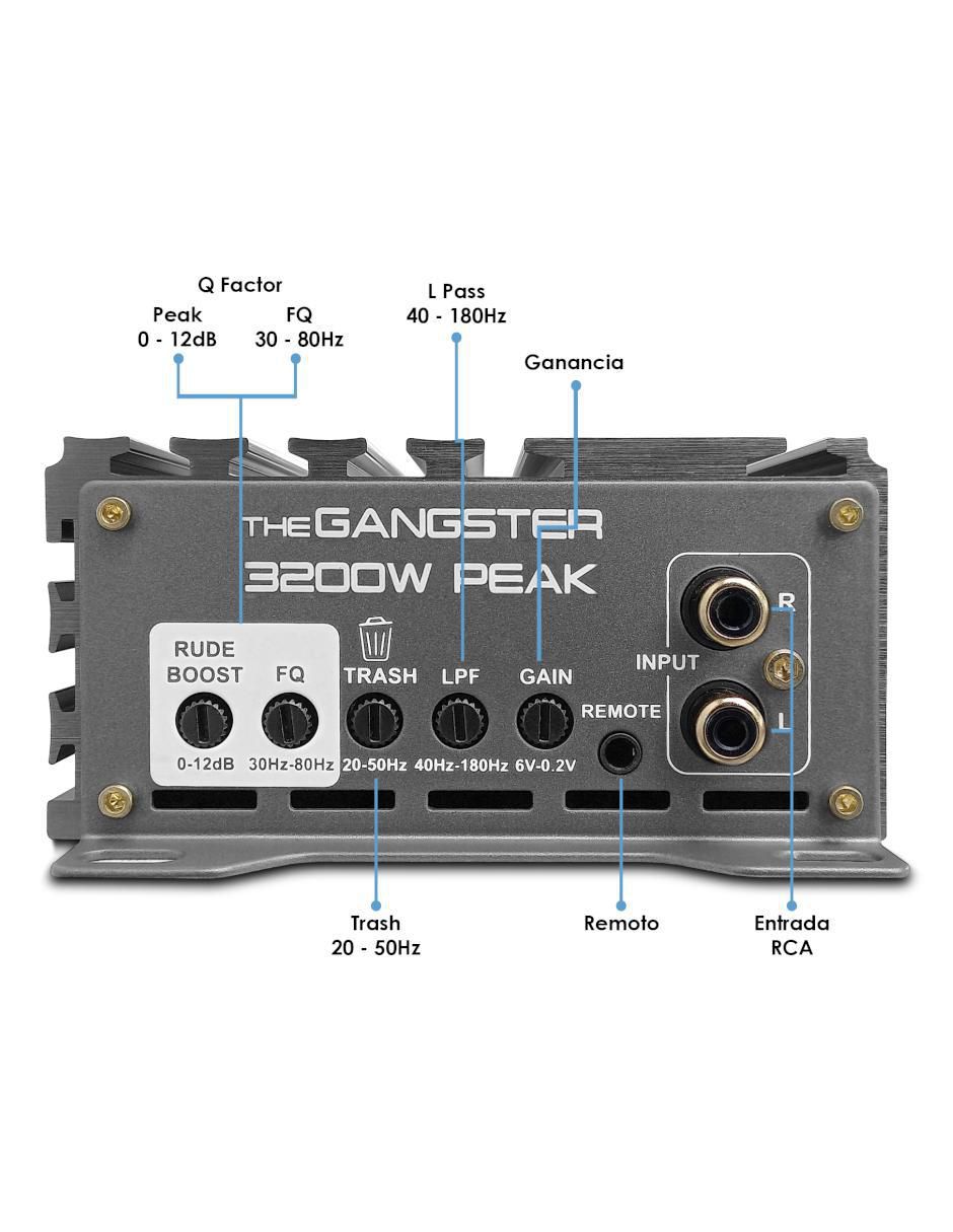 Amplificador para auto The Gangster de 16 V 2
