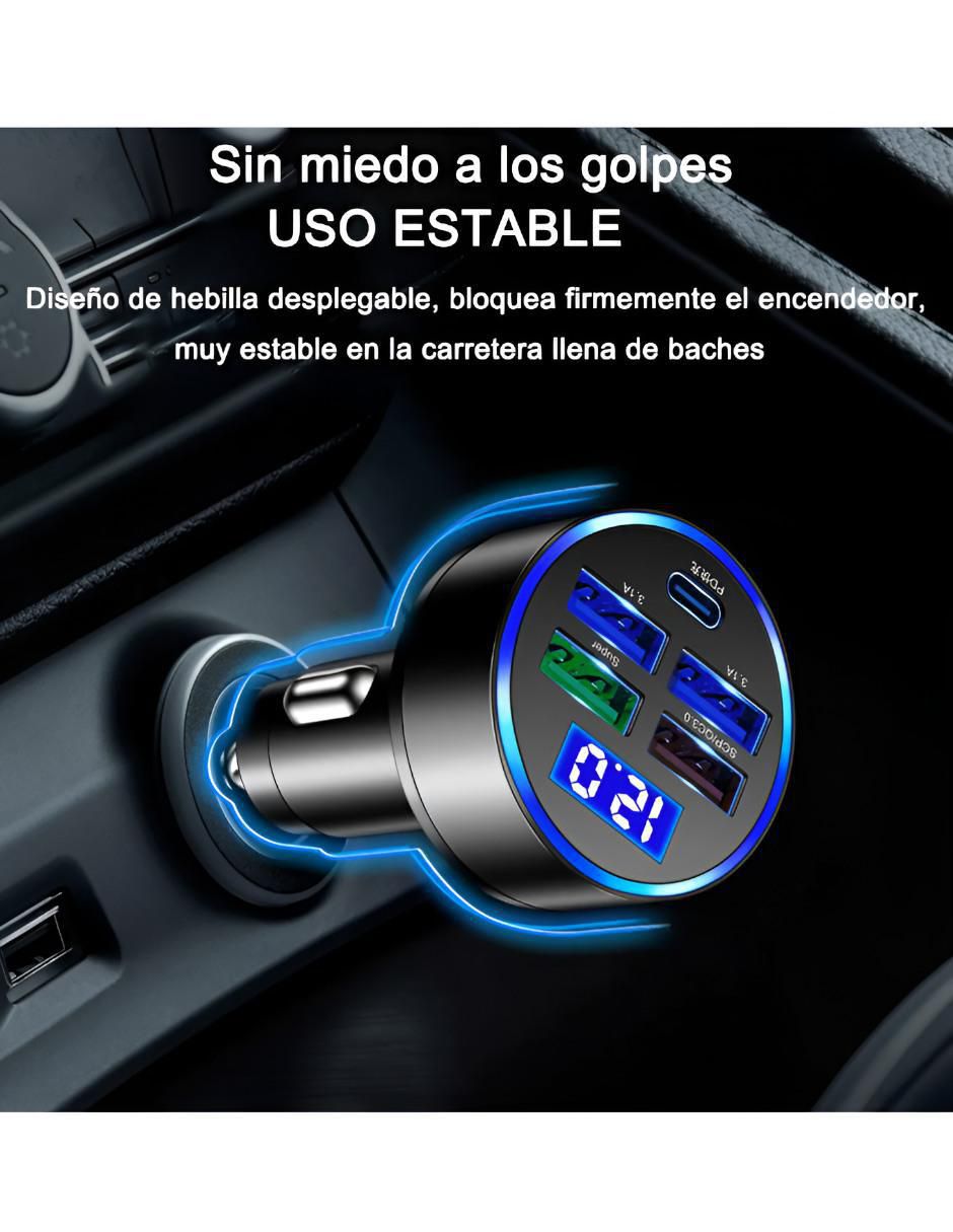 Cargador auto de 120 W USB 3