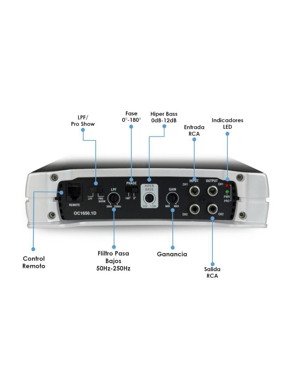 Amplificador para auto oc-1650.1d de 16 V 4