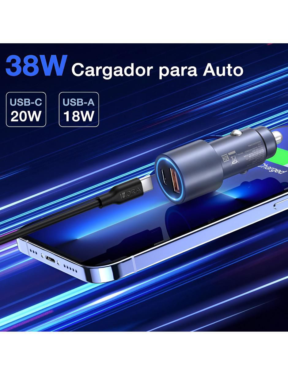 Cargador auto de 35 w usb + usb tipo C xtllar7957 3